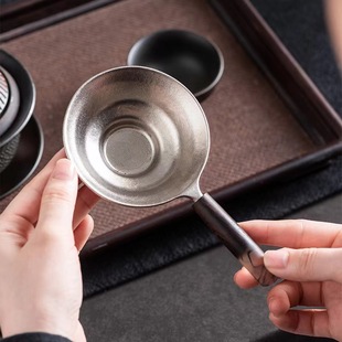 纯钛茶漏器茶叶过滤网茶隔分离器大口径小青柑专用功夫茶具轻奢风
