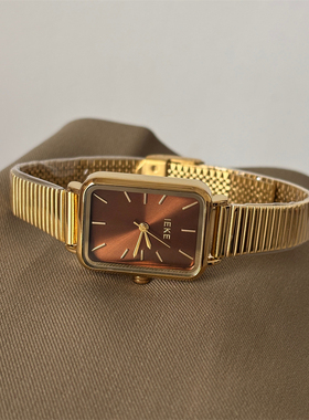 IEKE显白橙色链条手表女款轻奢小众高级感时装重工女士石英手链表