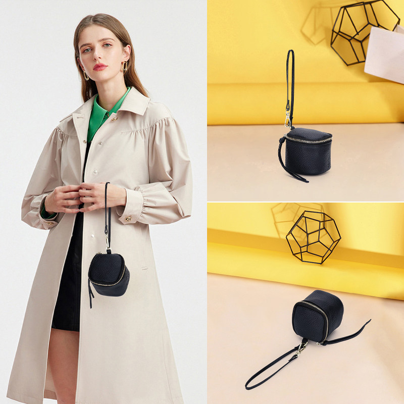 轻便小巧可爱口红钥匙包迷你真皮手拎手拿小包零钱硬币休闲小圆包