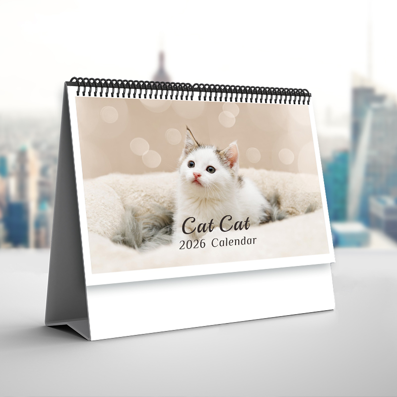 2026萌猫台历定制萌宠猫咪日历桌面记事计划月历A5B5横版8寸10寸