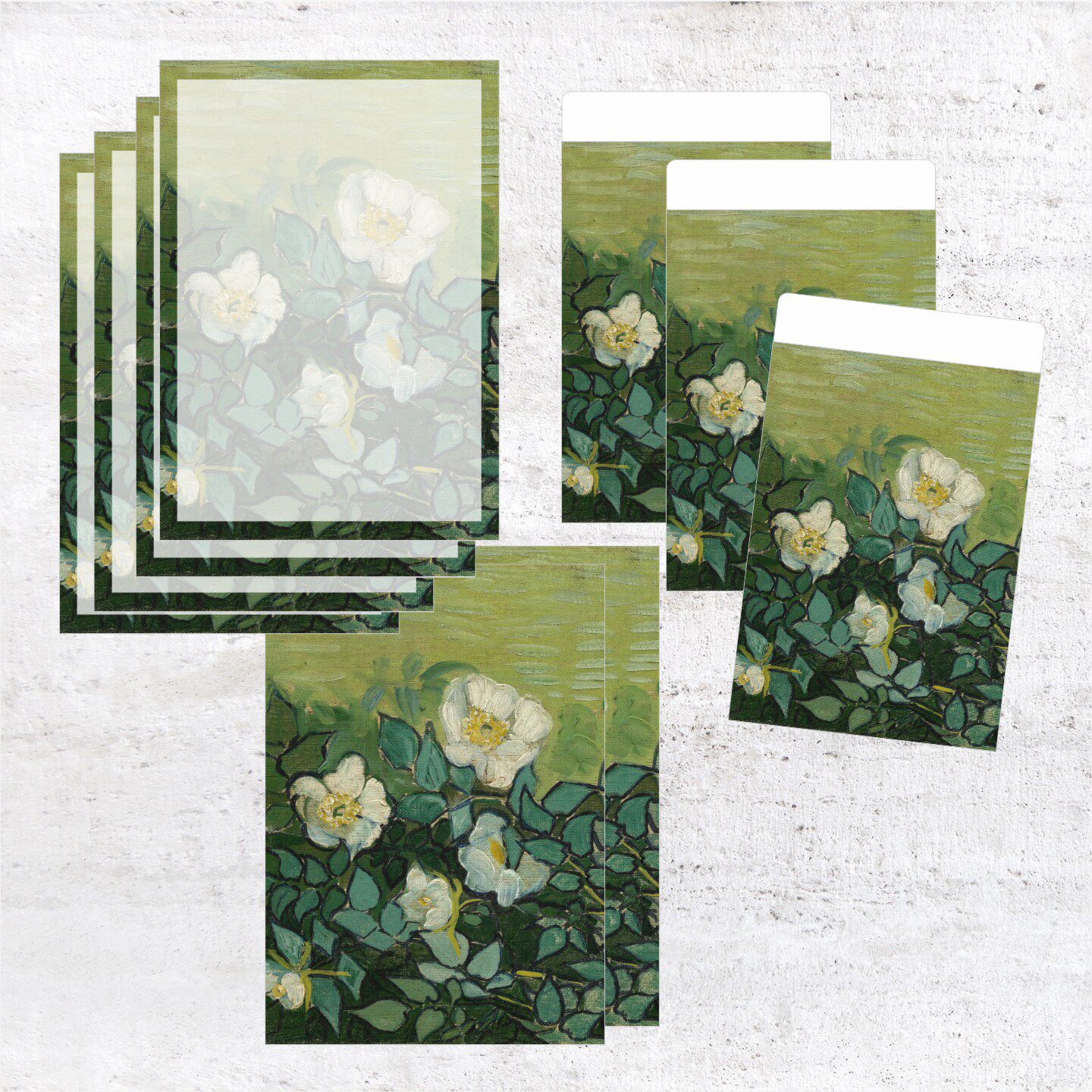 信封信纸套装梵高春日篇A4打印纸信封16开信纸套装包邮玫瑰鸢尾花