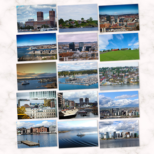 挪威风景明信片奥斯陆卑尔根罗弗墩城市风情自然贺卡卡片外语版