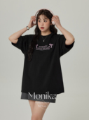韩版 短袖 T恤女夏季 2024新款 胖MM宽松显瘦纯棉黑色上衣 摩妮卡大码
