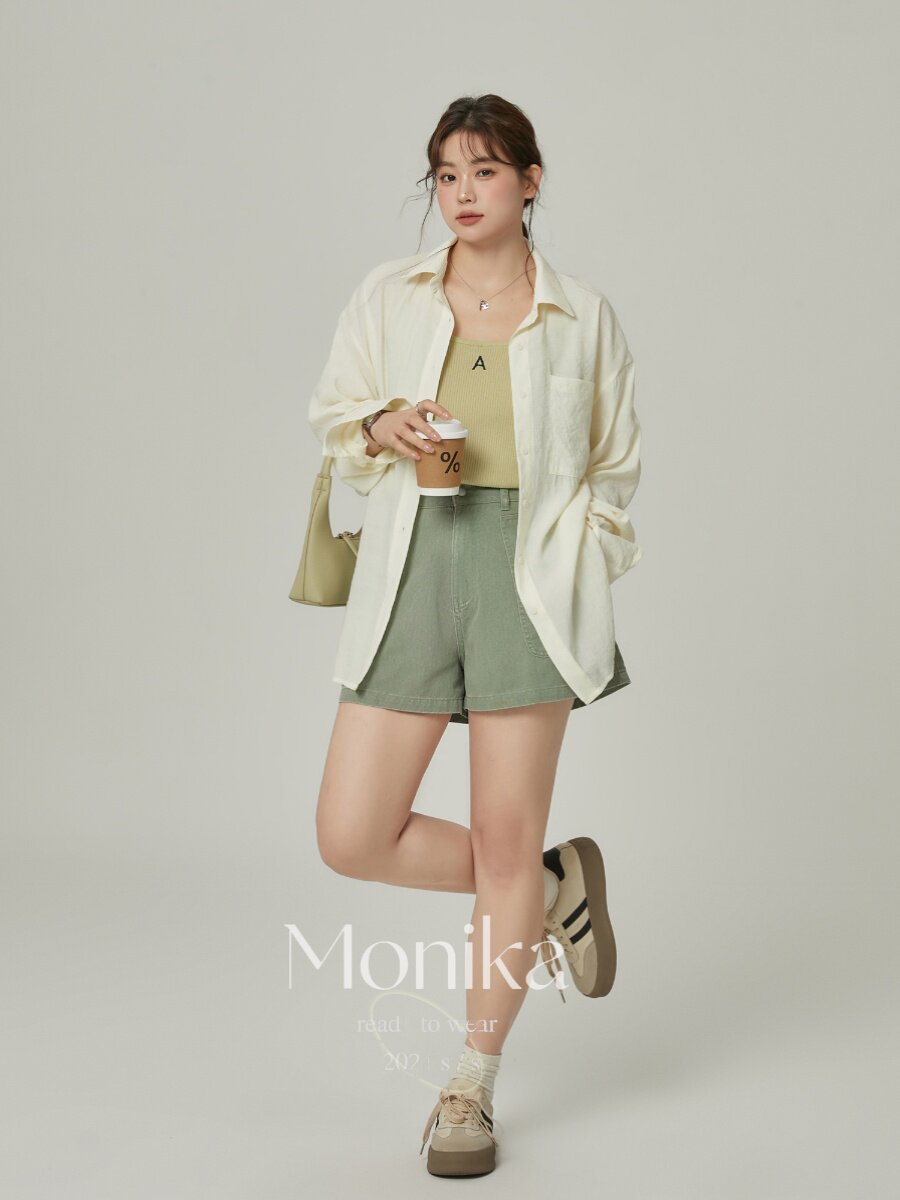 모니카 플러스 사이즈 여성 슬리밍 셔츠 여성 여름 2024 지방 MM 착용 자외선 차단 카디건 셔츠 얇은 탑