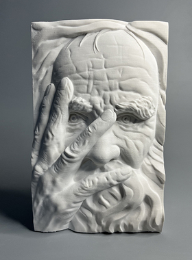 北欧ins石膏像浮雕摆件立体版画