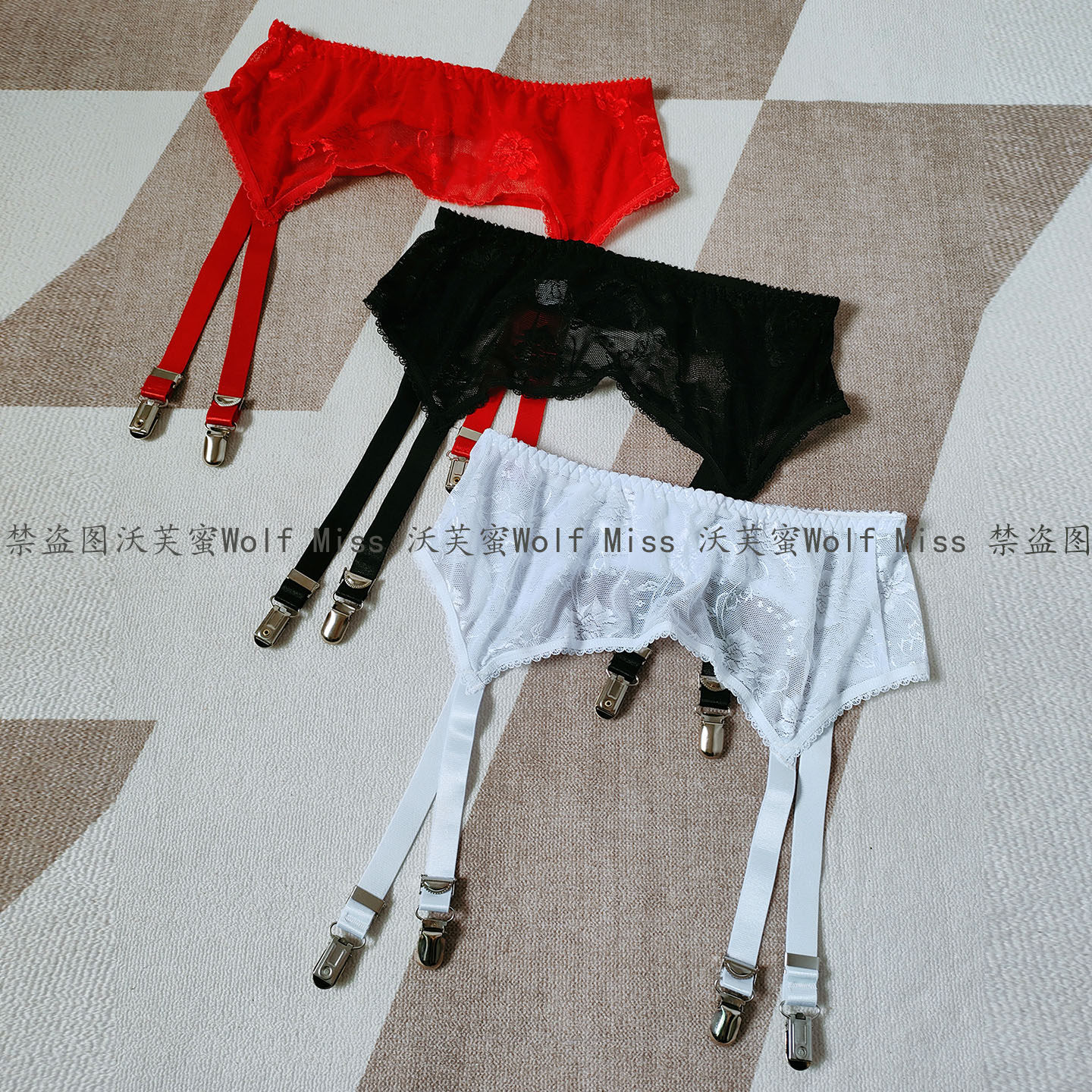 简约四爪金属鸭嘴扣吊袜夹蕾丝女