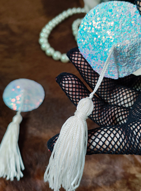 闪亮亮片性感乳饰防走光乳尖装饰防凸点乳头贴诱惑流须白色乳贴女