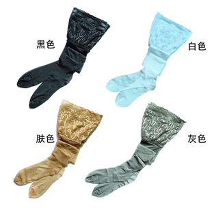 宽边蕾丝硅胶防滑极光丝袜女黑白灰肤色性感大美腿袜长筒袜高筒袜