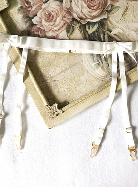 性感白色橡筋吊带袜舒服简约日常丝袜牵引大腿袜防滑金属扣吊袜带