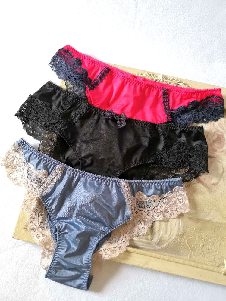 奢华宫廷风格蕾丝高弹内裤淡雅蓝色红色黑色小仙女少女女士三角裤