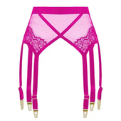 勃艮系列红色吊袜带新款 性感蕾丝欧美黑色诱惑透视丝袜防滑带女神