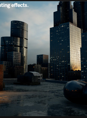 虚幻UE5 现代城市场景 超写实建筑群大厦摩天楼 模型材质Brushify