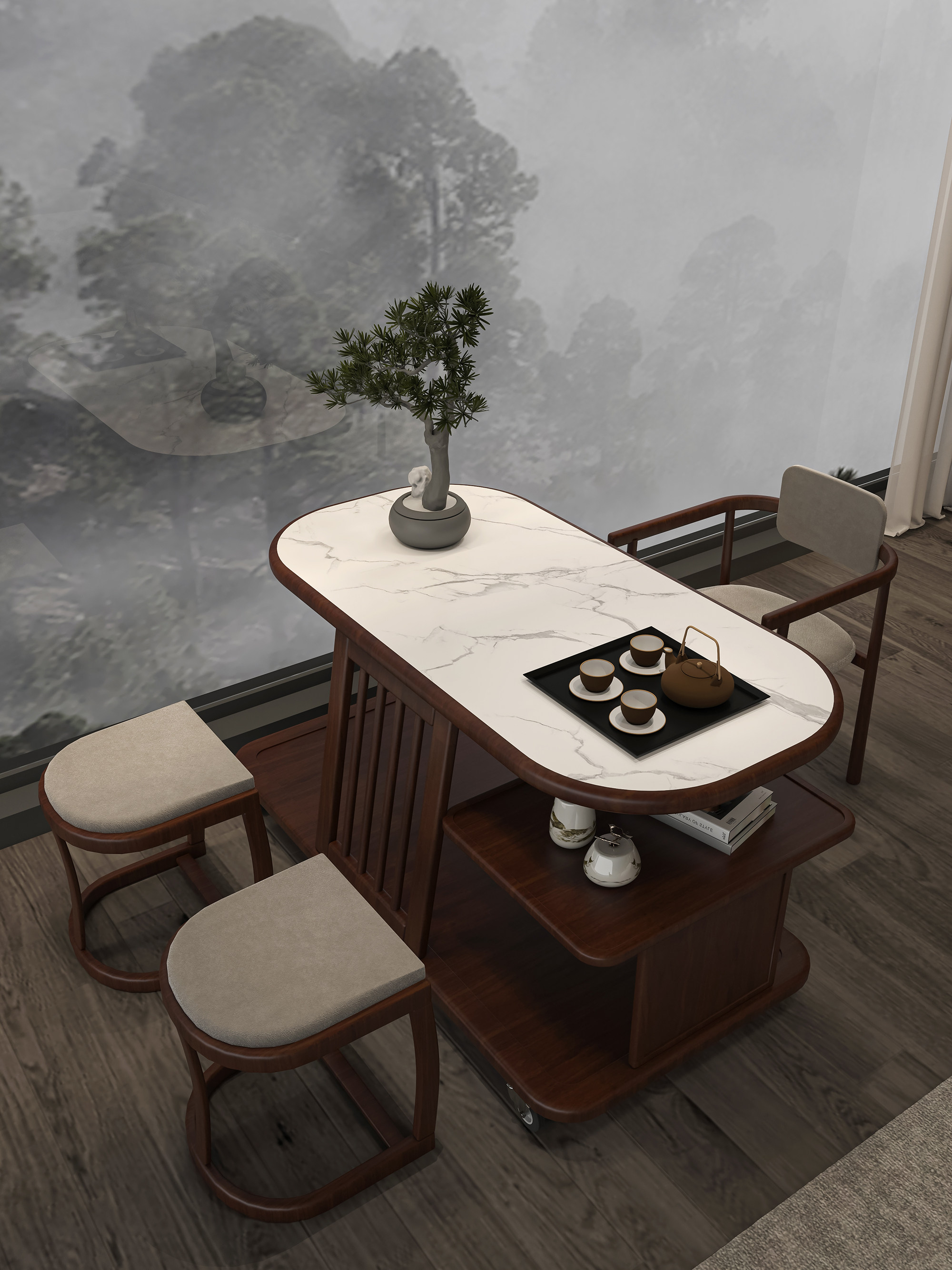 家用实木茶桌桌椅新中式简约茶禅意小多功能阳台台组合茶桌泡茶