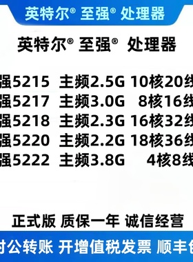 Intel Xeon 至强 5215 5217 5218 5220 5222 正式版 服务器 CPU