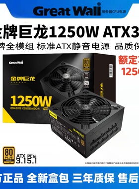 长城金牌巨龙1000W/1250W/1650W/2000W 全模组台式机主机电脑电源