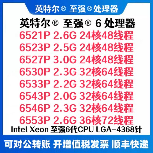 Intel 6521P 6523P 6527P 6530P 6533P 6543P 6546P 6553P CPU