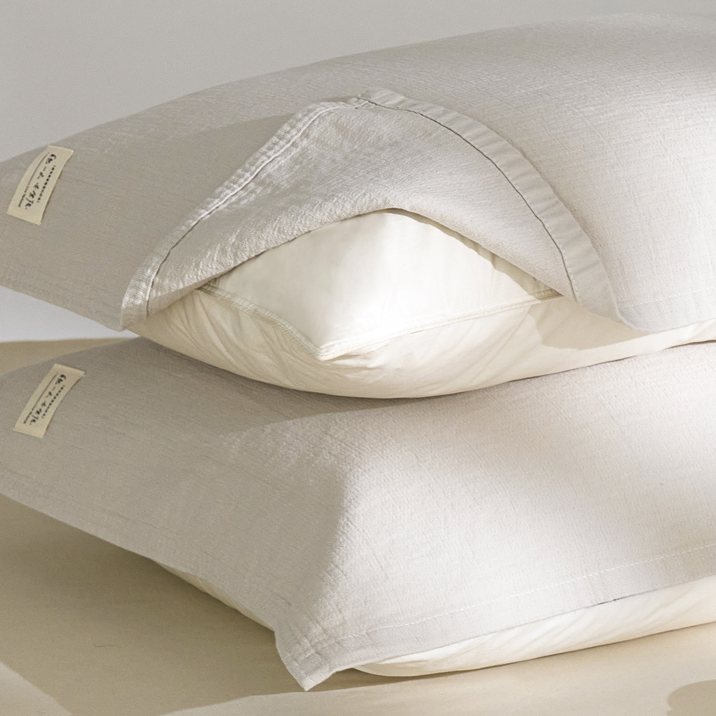 棉麻亚麻枕巾一对装透气