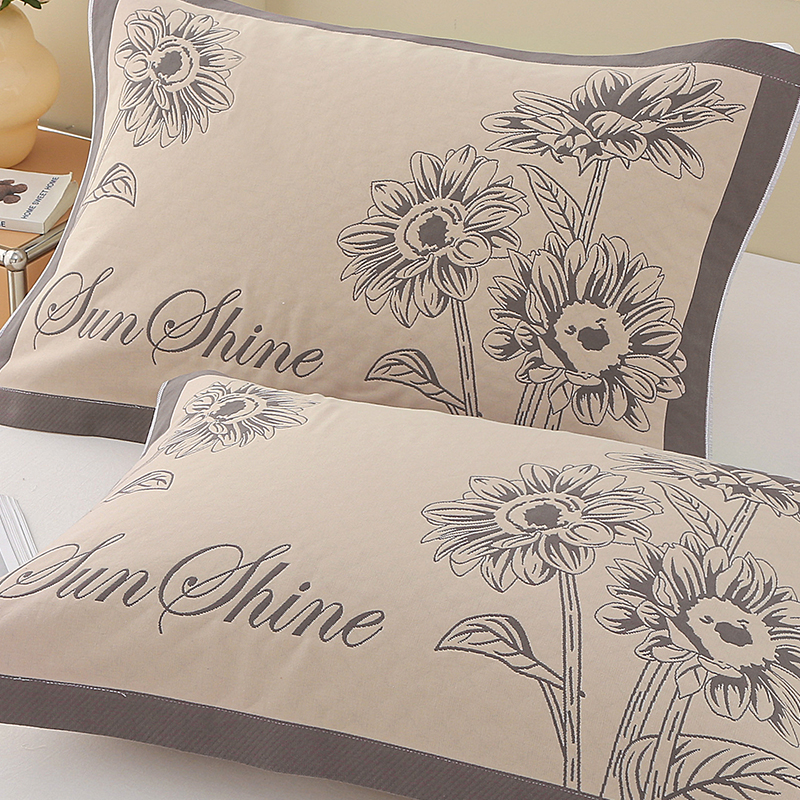 全棉纯棉纱布枕巾一对