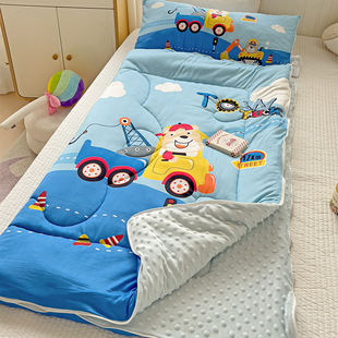 儿童豆豆绒防踢被冬季宝宝睡袋神器冬天春秋秋冬大童加厚午睡被子