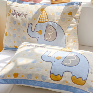 A类儿童纯棉纱布枕巾40x60一对100全棉枕头巾四季通用2026新款...