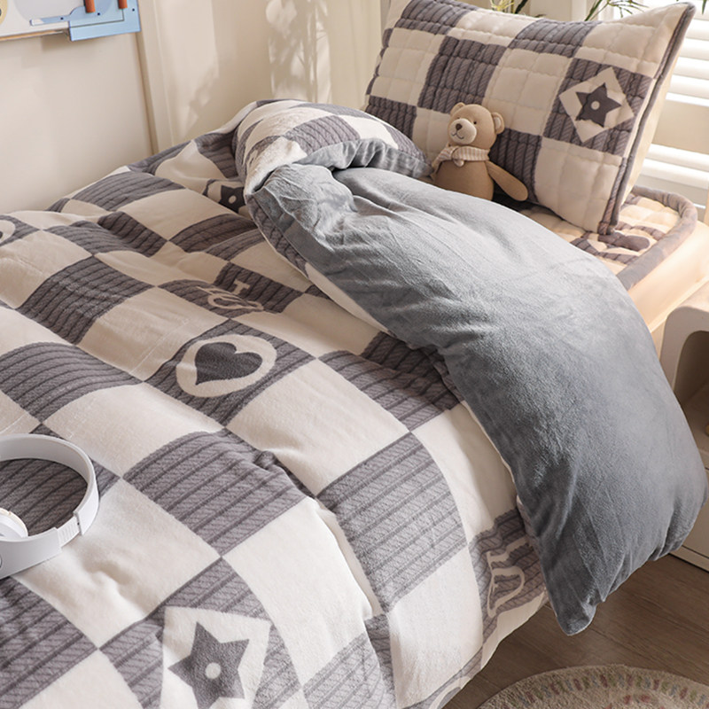 牛奶绒被套单件冬季学生宿舍单人150x200珊瑚法兰绒被罩加绒加厚,,床上用品,被套,淘宝优惠券,粉丝福利购,淘宝优惠卷