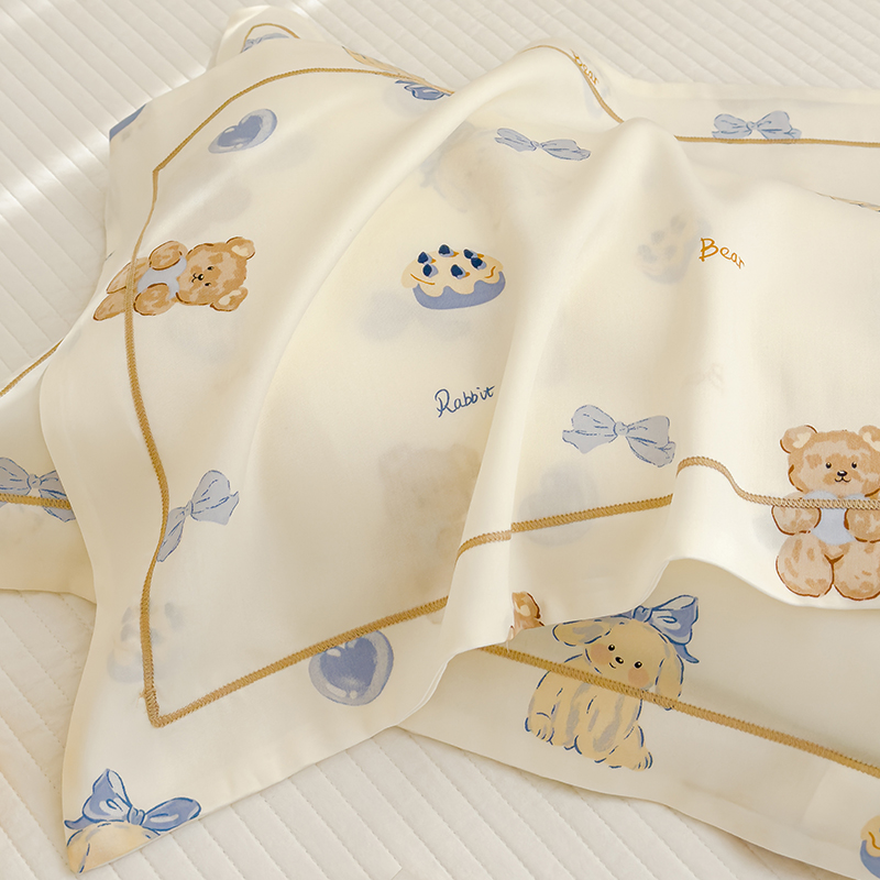 2025新款儿童凉感莱赛尔天丝枕套宝宝冰丝乳胶枕头套40x60枕芯套.