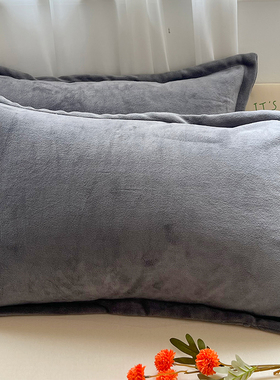 冬季法兰绒枕套50x80大尺寸加大珊瑚绒牛奶绒枕头套加绒加厚48x74