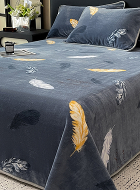 冬季法兰绒床单单件冬天珊瑚牛奶绒毛毯毯子冬天加绒加厚毛绒被单