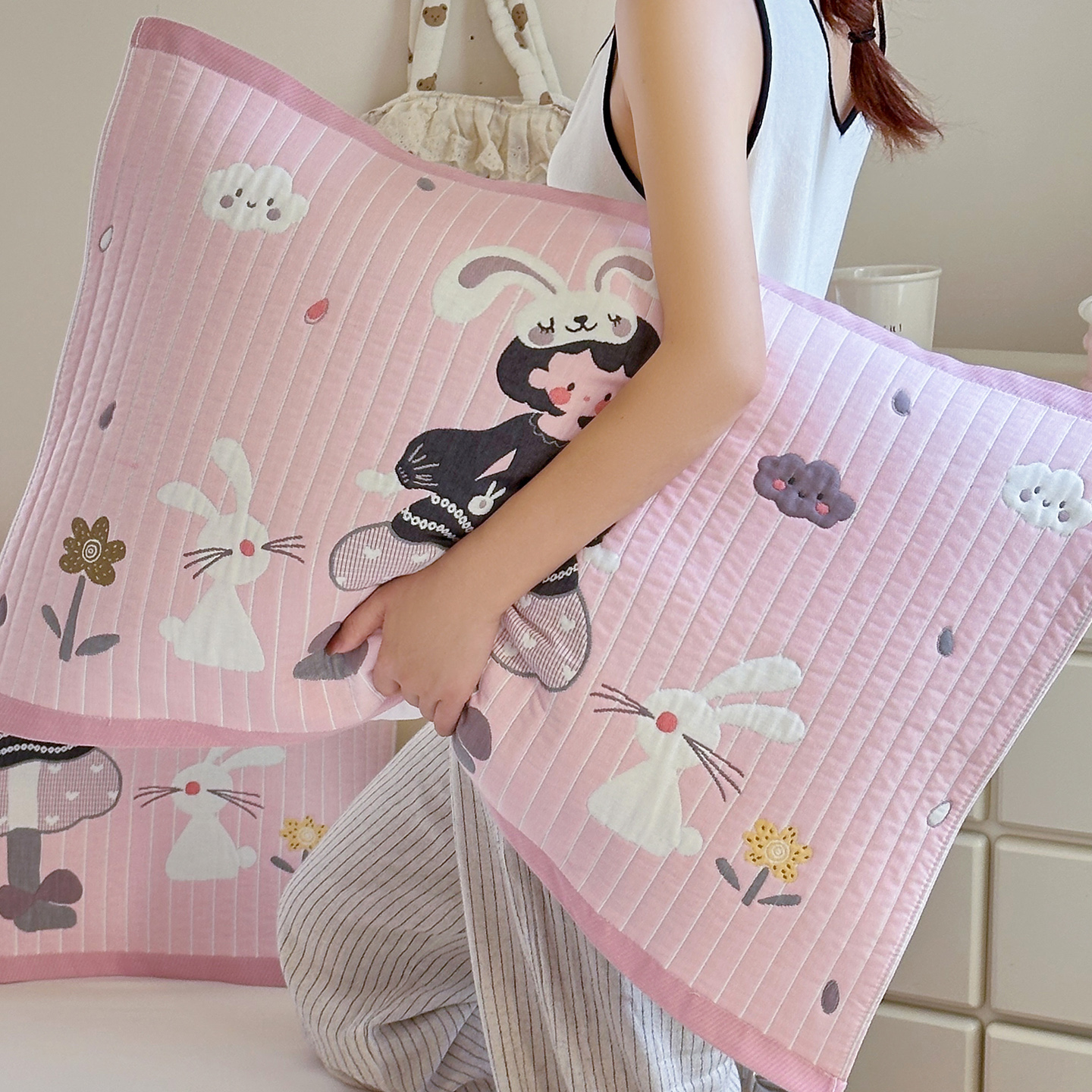 全棉纱布加厚枕巾枕头巾垫巾盖巾