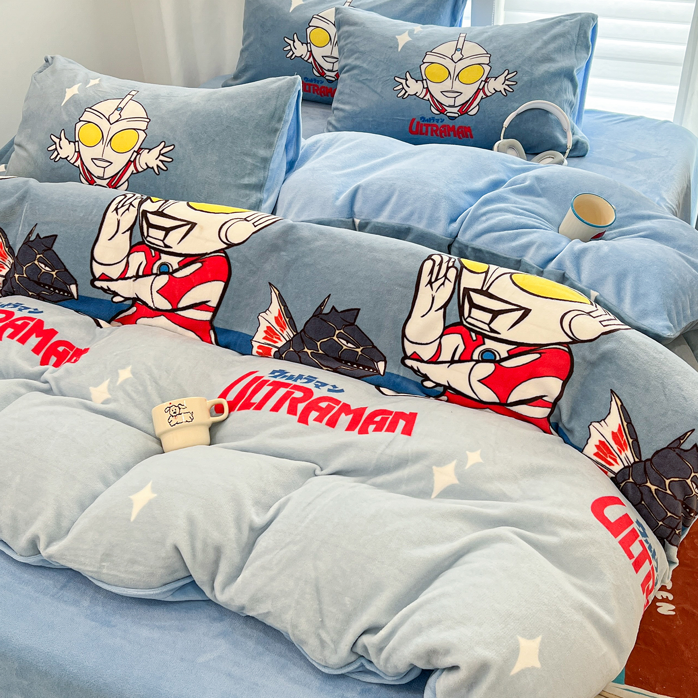 奥特曼牛奶绒被套加厚保暖
