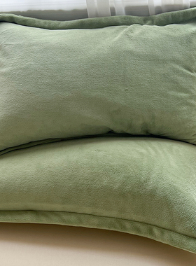 牛奶绒枕套50x80冬季大号珊瑚法兰绒枕头套48x74加绒加厚成人家用