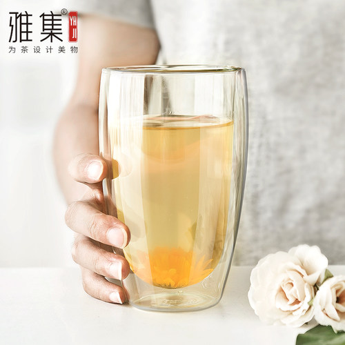雅集双层加厚透明咖啡杯
