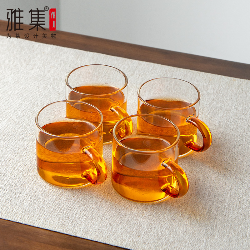小茶杯雅集纯色耐热玻璃