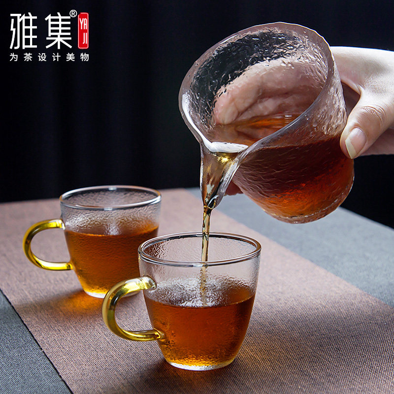 雅集日式锤目纹加厚玻璃公道杯图片