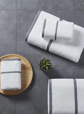 浴室长毛巾灰色洗漱条纹摆件