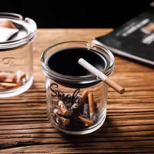 车载漏斗玻璃烟灰缸批发防飞灰家用带盖创意大号酒吧办公室烟缸