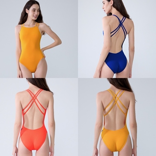 纯色专业泳装 TAUPOC蜘蛛背 时尚 专业训练连体泳衣 竞速泳衣女