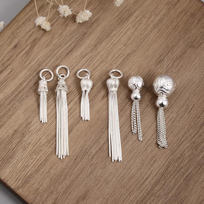 S925纯银流苏吊件 国潮小清新素银DIY手串配件饰品挂坠