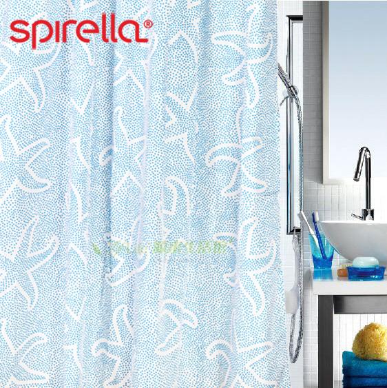 Spirella蓝色印花防水浴帘隔断