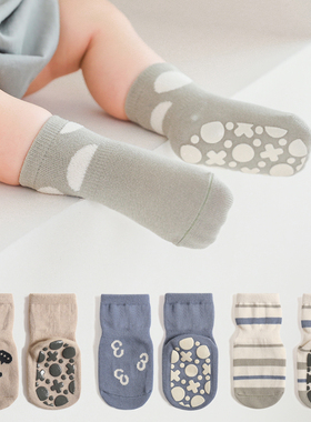 宝宝地板袜春秋季室内硅胶防滑0-5岁婴儿学步隔凉卡通可爱中筒袜
