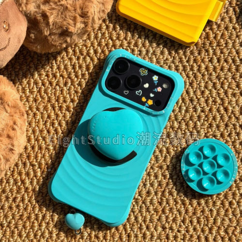 【原C顶配-薄荷蓝波漾】权志龙同色波漾吸盘适用iphone17promax苹果16Pro/15/14air手机壳白色纯色液态硅胶壳