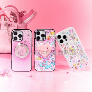 【天生发光体-泡泡骚强磁吸手机壳】爱心眨眼璀璨流沙手机壳磁吸支架适用于iphone17promax苹果16Pro1514