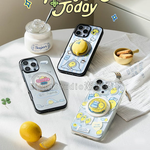 完美一日SEMO联名手机壳磁吸支架适用于iphone17promax苹果16Pro1514 泡泡骚强磁吸手机壳 新早安柠檬联名