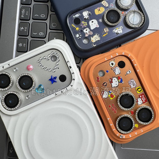 高颜值DIY水钻镜头钻KT贴纸jelycat适用苹果iPhone17promax装饰贴爱心防刮超薄镂空镜头保护底座膜可爱卡通