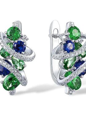 Green/Blue Cubic Zirconia Hoop Earrings for Women New