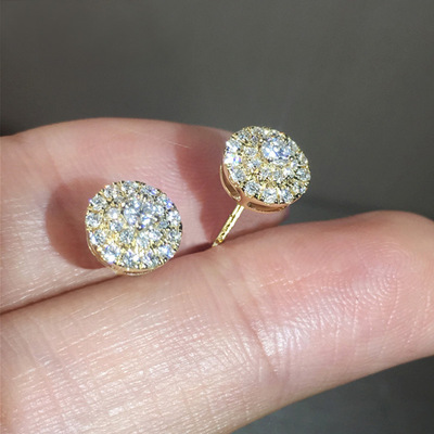 Earrings Round Diamond Full Set Of Copper Earrings Women's