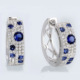 Earrings Korean Round White Diamond Blue And