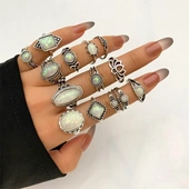 Opal Antique Stone Sets Bohemian Women Rings For Carving