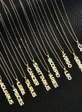 12 Zodiac Sign Necklace For Women Stainless Steel