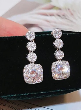 Sparkling Women Dangle Earrings with AAA Cubic Zirconia